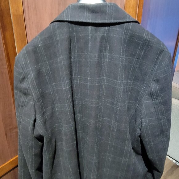 Joseph Abboud JOE Black Gray Plaid Wool Blend Peacoat Jacket Men’s XXL - Picture 4 of 4